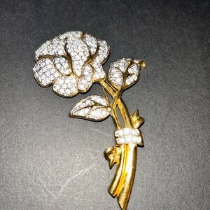 Nolan Miller Gold and Silver Rose Brooch
